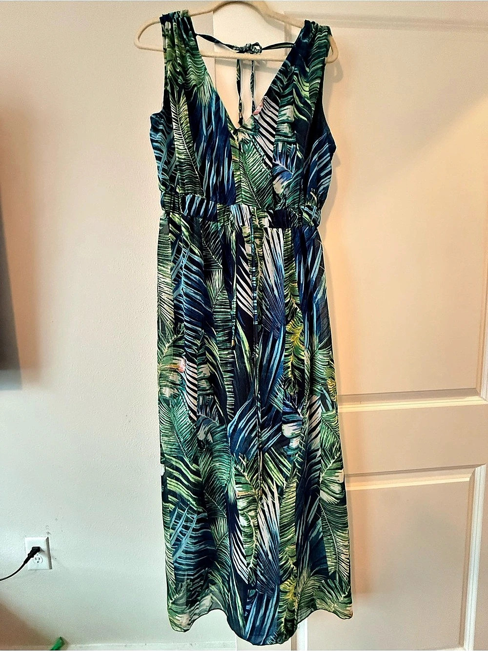Blue & Green Abstract Maxi Dress Size XL